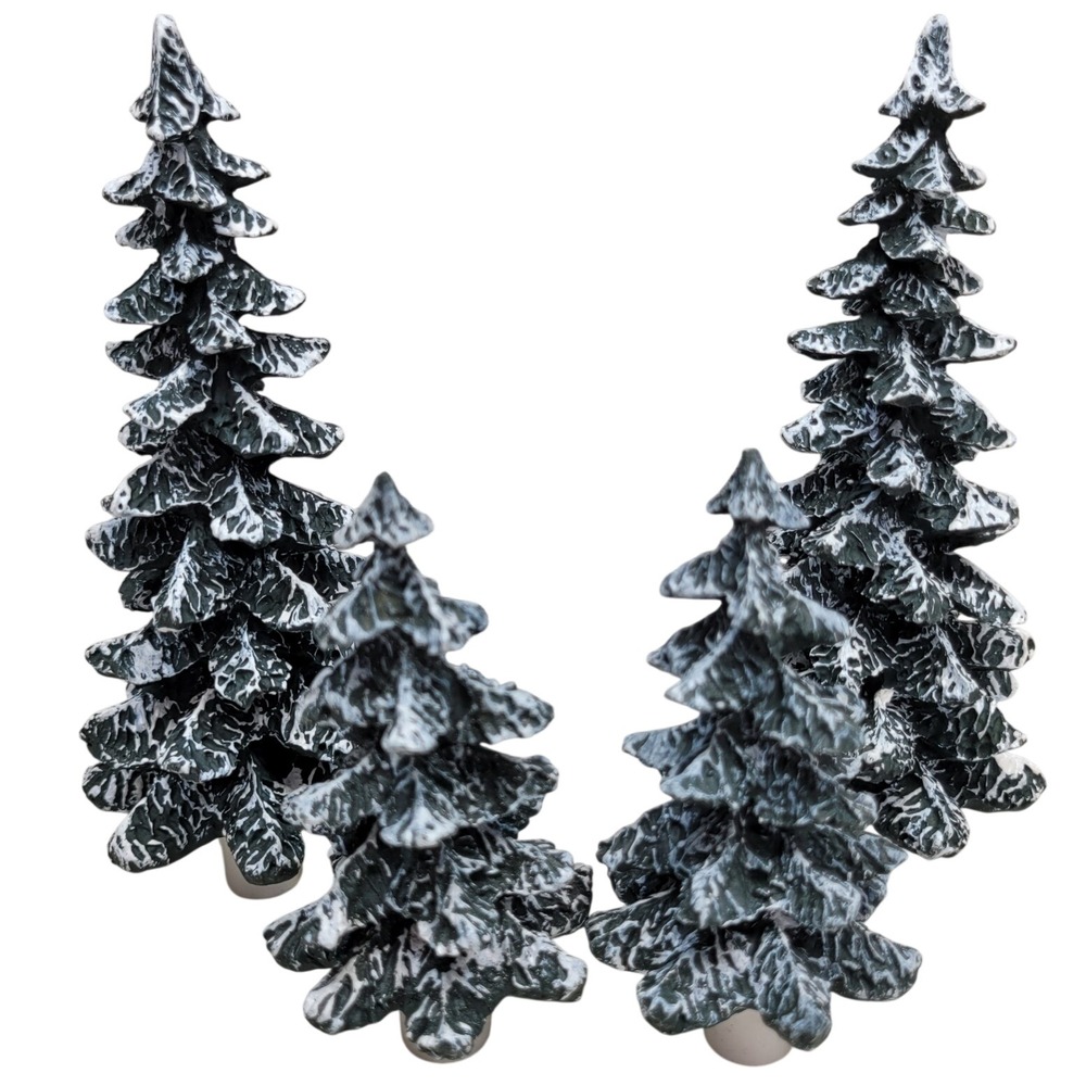 4 Fir Pine Trees Christmas Magic of Mainstreet Replacement Trendmasters 1997